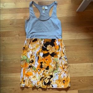 Floral color block mini dress